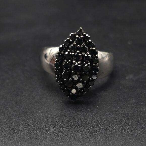 Sterling Silver Black Diamond Ring Size 9.75 925 ZEi - Picture 1 of 12